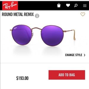 Ray-Ban Reflective Purple Round Metal Sunglasses